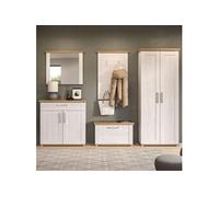 Ensemble 5 éléments meuble d'entré décor blanc et naturel - VERONICE