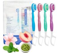 Ensemble 5 en 1 mini brosse à dents fil dentaire gratte-langue et cure-dents,brosse à dents et fil dentaire 5 en 1,brosses à dents jetables avec dentifrice(Mixed)