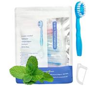 Ensemble 5 en 1 mini brosse à dents fil dentaire gratte-langue et cure-dents,brosse à dents et fil dentaire 5 en 1,brosses à dents jetables avec dentifrice(Mint)