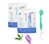 Ensemble 5 En 1 Mini Brosse À Dents, Fil Dentaire, Gratte-Langue Et Cure-Dents, Brosse À Dents Jetable 5 En 1, Soins Bucco-Dentaires Portables Pour Le Travail Et Les Voyages (Green Tea 2 pcs)