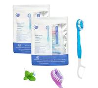 Ensemble 5 En 1 Mini Brosse À Dents, Fil Dentaire, Gratte-Langue Et Cure-Dents, Brosse À Dents Jetable 5 En 1, Soins Bucco-Dentaires Portables Pour Le Travail Et Les Voyages (Mint 2 pcs)