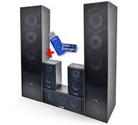Ensemble 5 enceintes E1004 - Noire Hifi / Home-Cinéma 850 W LTC+ Clé USB 32Go