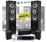 LTC Ensemble 5 enceintes E1004 + Amplificateur ATM8000 850W Karaoké USB/BT/FM Noire