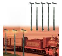 Ensemble 5 Lampes de Gare Modèle Réduit H0 - Feux à LED Mât Lattice en Métal - Accessoires Décoration Layout Voie Ferrée 1:87