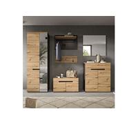 Ensemble 5 meubles d'entrée naturel et anthracite - KANUT