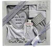 ensemble 5 pièces naissances pour bébé en coffret cadeau cj002 cj002gris-blanc_Naissance
