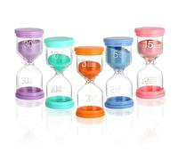 Ensemble 5 sabliers Enfants Couleurs Macaron - 5, 10, 30 Min, idéal sablier brossage Dents Enfant, sablier 3 Minutes, minuteur Douche, Timer Enfant, sablier Decorative.