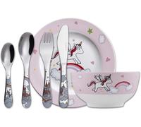 Ensemble 6 Pièces De Repas/De Cadeau De Coutellerie En Acier Inoxydable Pour Enfants ¿ 1 X Bol, 1 X Plat, 1 X Fourchette, 1 X Couteau, 1 X Grande Cuillère,1 X Petite Cuillère, Ecrin Luxe