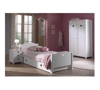 Vipack Amori Lit Simple 90x200cm Blanc + Chevet + Armoire 2 Portes + Lit Gigogne