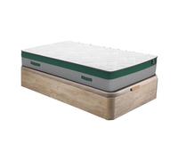 Ensemble 90 x 190 cm sommier coffre naturel clair + matelas ressorts ensachés ép.22cm - PRESTIGE de YSMEE