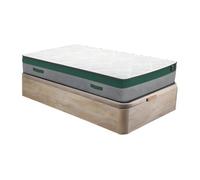 Ensemble 90 x 200 cm sommier coffre naturel clair + matelas ressorts ensachés ép.22cm - PRESTIGE de YSMEE