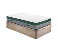 Ensemble 90 x 200 cm sommier coffre naturel clair + matelas ressorts ensachés ép.22cm - PRESTIGE de YSMEE