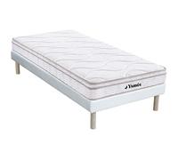 Ensemble 90 x 200 cm sommier + matelas ressorts 3 zones et mémoire de forme ép.20cm - WOLKENTANZ de YSMEE