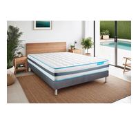 Ensemble 90x190 matelas BodyFlex ressorts ensaches et memoire de forme + sommier kit gris