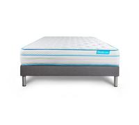 Ensemble 90x190 matelas BodyMax micro ressorts ensaches et memoire de forme + sommier kit gris