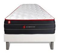 Ensemble 90x190 matelas BOOST ressorts ensachés et mémoire de forme + sommier kit blanc G