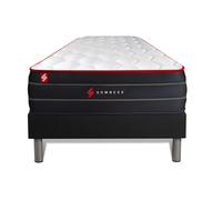 Ensemble 90x200 Matelas Boost Ressorts Ensaches Et Memoire De Forme + Sommier Kit Noir