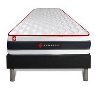 Ensemble 90x200 matelas ENERGY ressorts ensachés et mémoire de forme + sommier kit noir G