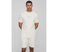 Ensemble à broderie BM avec t-shirt cintré et short homme - ecru - L, ecru