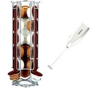 Fackelmann Set café 9937250 – Porte capsules Dolce Gusto® & mousseur à lait électrique, argent/gris