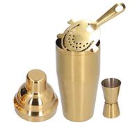 Ensemble à cocktails élégant de 750 ml en acier inoxydable, comprenant une passoire, un verre doseur et un shaker, idéal pour les barmans et les barmans. (Shaker + verre doseur + passoire à glace
