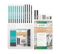 Ensemble à Dessin - Crayons de Papier Graphite & Charbon - Carnet à Croquis 100 Pages, Gomme Mie de Pain - Assortiment de Matériel Artistique pour les Enfants, Adolescents & Adultes