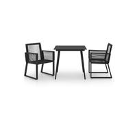vidaXL Ensemble à dîner d'extérieur 3 pcs Rotin PVC Noir