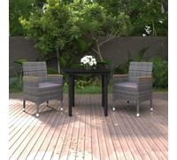 3-delige Tuinset met kussens poly rattan en glas3099775
