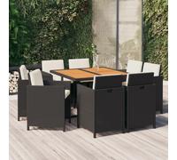 Vidaxl Mobilier À Dîner De Jardin Et Coussins 9pcs Résine Tressée Noir Blanc
