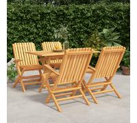 vidaXL Ensemble à Dîner de Jardin 5 pcs, Ensemble à Manger avec Table et Chaise, Ensemble de Salon, Meubles de Terrasse, Scandinave, Bois de Teck Massif bois de teck