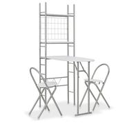 Ensemble À Dîner Pliant 3 Pcs Et Étagère De Rangement Mdf Acier Blanc