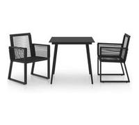 vidaXL Ensemble à dîner d'extérieur 3 pcs Rotin PVC Noir
