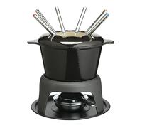 MasterClass Ensemble à fondue en fonte 21 x 18 cm Noir – Pour chocolat, fromage et viande