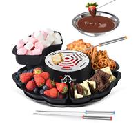 Ensemble à fondue et machine à S'mores 2 en 1, rôtissoire à guimauve de table d'intérieur avec contrôle de la température, 4 plateaux amovibles, 4 fourchettes et bol chauffant