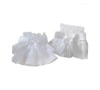 Ensemble à manches à faux poignets, Fausses manchettes détachables for femmes, manches de chemise plissées à volants, blanc et bleu(White)