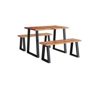 Vidaxl Ensemble À Manger 3 Pcs Avec Bord Vivant Bois Massif D'acacia Marron