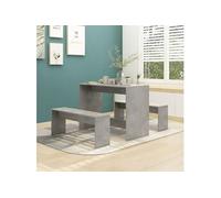 Ensemble à manger 3 pcs Gris béton Bois d ingénierie
