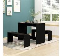 vidaXL Ensemble à Manger 3 pcs, Table et Chaises de Cuisine, Meubles de Repas, Mobilier de Maison Intérieur, Noir Bois d'Ingénierie
