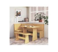 Ensemble à Manger 3 pcs, Table à Manger et Banc d'Angle, Mobilier de Cuisine Intérieur Maison, Marron Miel Bois de Pin Massif 3096567