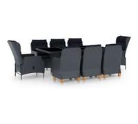 Ensemble à manger 9 pcs avec coussins résine tressée gris foncé Gris G