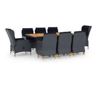 Ensemble à manger 9 pcs avec coussins résine tressée gris foncé Gris G