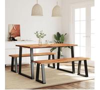 Ensemble à manger bois massif - vidaXL - 3 pièces - Bois d'acacia - Bord vivant - 140x80x75 cm table - 140x35x45 cm banc