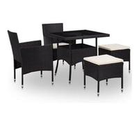 vidaXL Mobilier à dîner d'extérieur 5 pcs Noir Résine tressée et verre