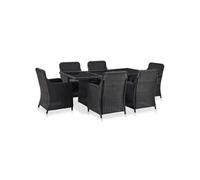 Vidaxl Ensemble À Dîner D'extérieur 7 Pcs Résine Tressée Noir Noir