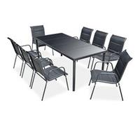 Ensemble à manger d extérieur 9 pcs Acier Noir Noir G
