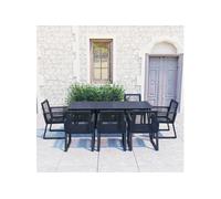 Ensemble à manger d extérieur 9 pcs Rotin PVC Noir