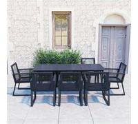vidaXL Ensemble à dîner d'extérieur 9 pcs Rotin PVC Noir