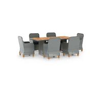 Ensemble à manger d extérieur et coussins 7 pcs résine tressée