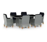 Vidaxl Mobilier À Dîner 7 Pcs Avec Coussins Résine Tressée Gris Clair Gris