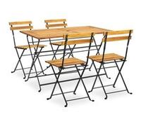 Bois d'Acacia Solide Mobilier à Dîner d'Extérieur Pliable 7 pcs Jardin vidaXL